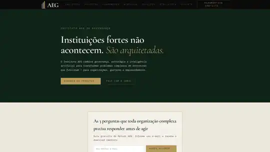 Página inicial do site do Instituto AEG