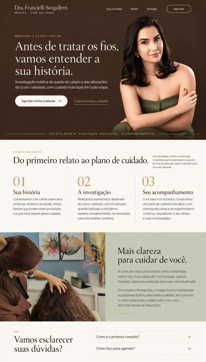 Página inicial do site da Dra. Francielli Sangalletti